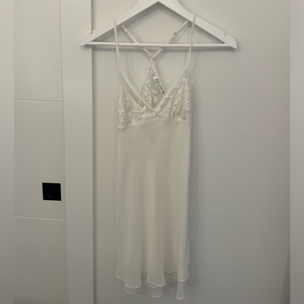 white lace slip dress